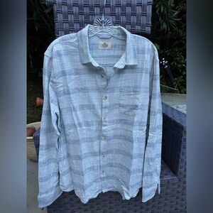 Marine Layer Men’s Light Blue Gray Plaid Button-Down Shirt